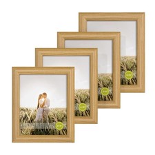8x10 Picture Frame Set of 4, Wood Photo Frames with HD Glass - Tabletop Displ...