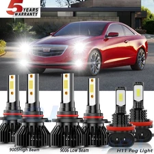 LED Headlight High Low+Fog Light Bulbs 9005+9006+H11 For Cadillac ATS 2016