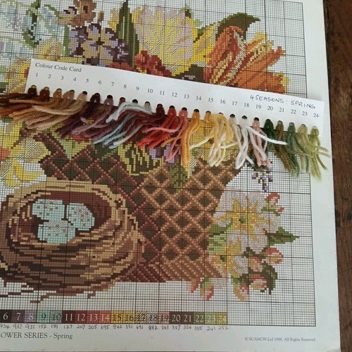 Elizabeth Bradley Spring Tapestry CHART & WOOL CARD Victorian Flower Series 1988 - Picture 3 of 3