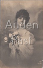 Vintage Tore Edwardian Postcard Woman with Roses Portrait 969-4
