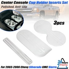 For 03-06 Silverado Sierra Center Console Cup Holder Inserts Set Billet Polished For 03-06 Silverado Sierra Center Console Cup Holder Inserts Set Billet Polished