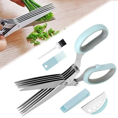 Herb Scissors 5 Blade Kitchen Salad Scissors Set with Herb Stripper Stainless...
