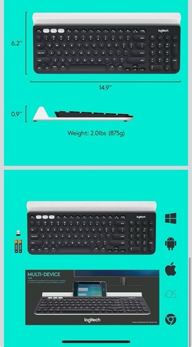 Logitech K780 Multi-Device Wireless Keyboard PC Phone and Tablet - No Dongle - Picture 3 of 9