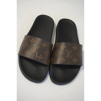 Louis Vuitton Waterfront Mule Monogram Canvas Black Slides Sandals VS0232 Mens 7