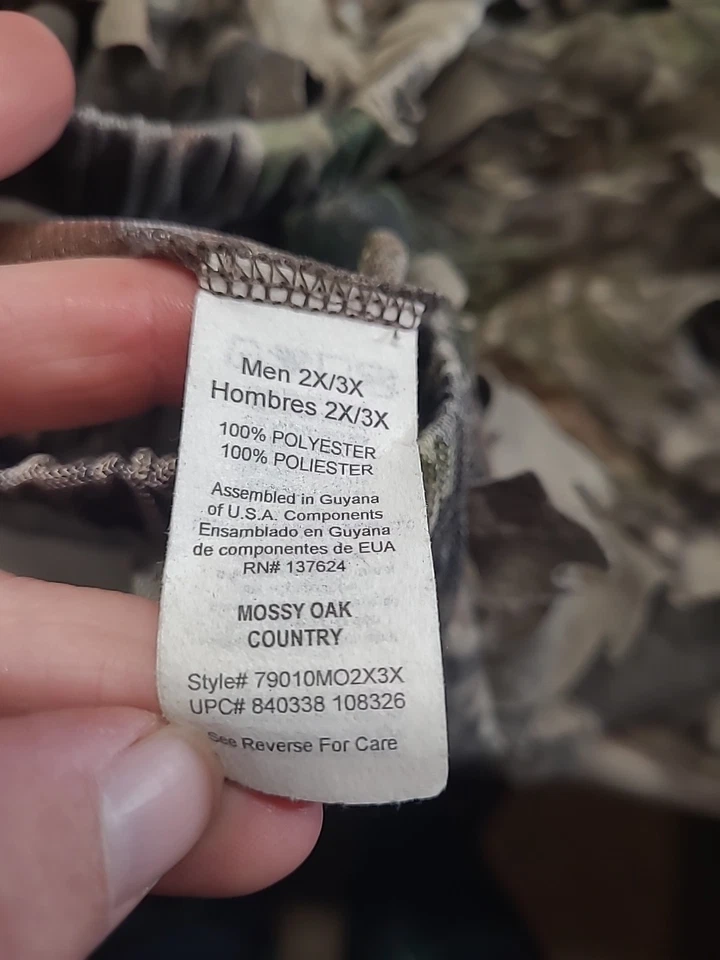 Mossy Oak Mens 2x/3x Camo Hunting Jungle Suite Jacket Pants Set Mesh Camo - Image 3 of 4