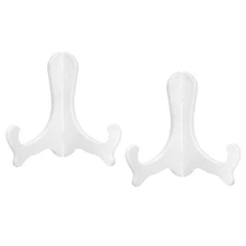 2pcs 6" Easel Plate Holder Plastic Folding Display Stand White for Decorative