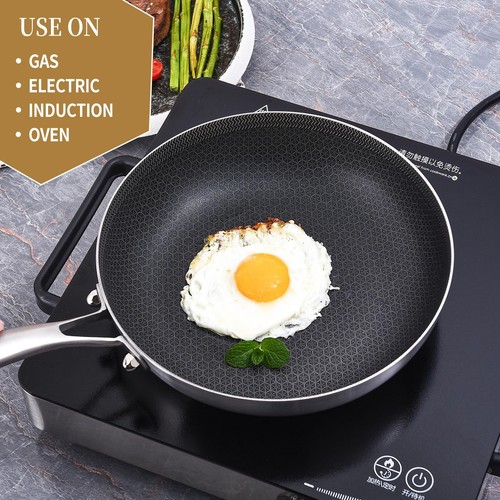 10 Inch Hybrid Tri-Ply Stainless Steel Sauté Pan,Non-stick Frying Pan with Li... - Picture 3 of 6