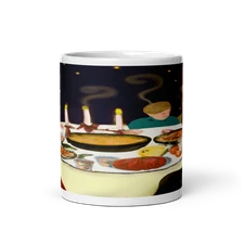 Memories of Home 11oz Ceramic Mug - A Nostalgic Scene of Family Holiday Feast