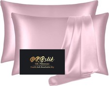 Silk Pillowcase 2 Pack, Mulberry Silk Pillow Cases Queen Size Set of 2