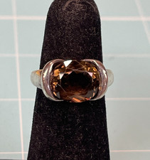 925 Sterling Silver Smokey Quartz Ring Size 6
