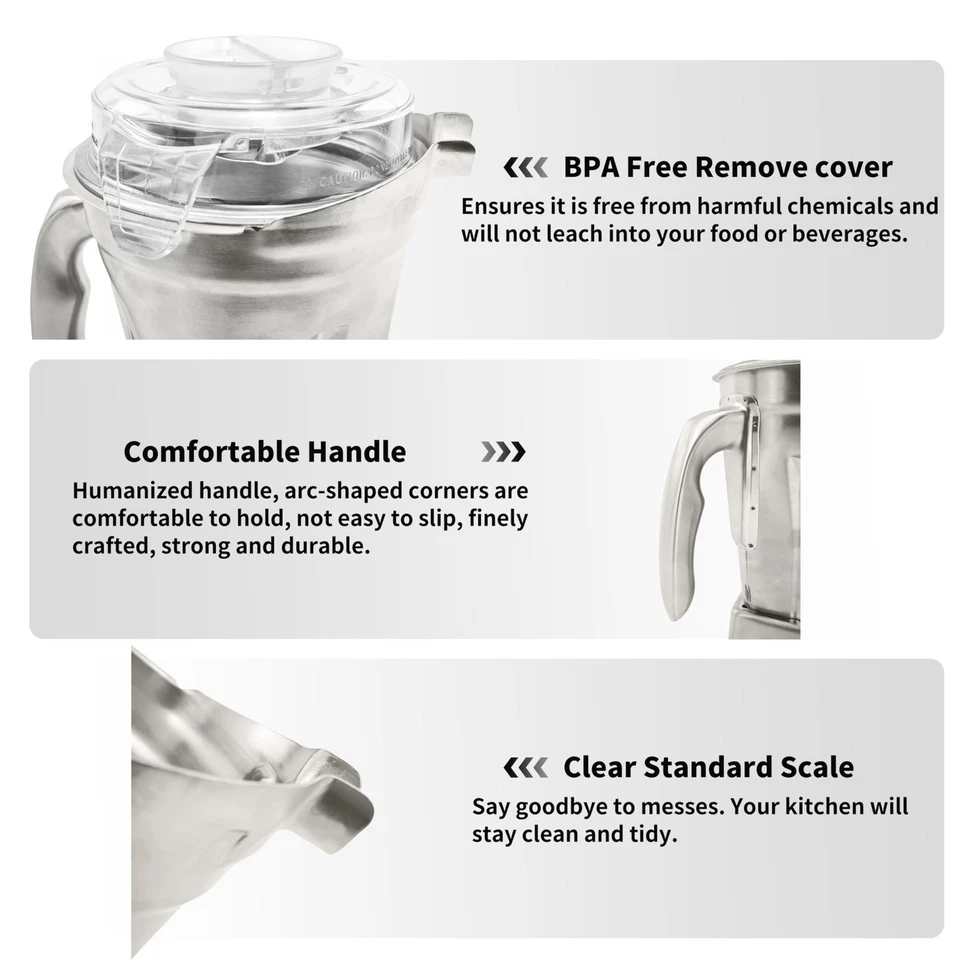 Stainless Steel Container 48oz,Compatible with Vitamix All Full-Size Blenders - Image 3 of 4