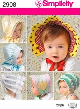 Simplicity Sewing Pattern 2908 Baby Toddler Hats Bonnets 6 Styles Sizes XS-LG UC