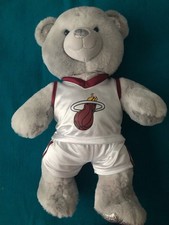 Build A Bear 25th Celebration Collection Silver BAB w/ Miami Heat Uniform NBA