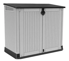 Keter S.I.O Midi Resin Storage Shed – Horizontal Design, Durable Floor, Grey