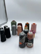 Serger Thread Lot of 15 Spools Cones In Assorted Colors Black Green Pink