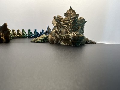 Autumn Dragon   20  Tricolor Gold, Blue & Green   3D Printed