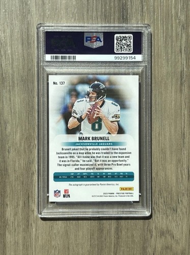 2023 Panini Prestige Mark Brunell Xtra Points Pink Auto /25 PSA 10 *POP 1* - Picture 2 of 2