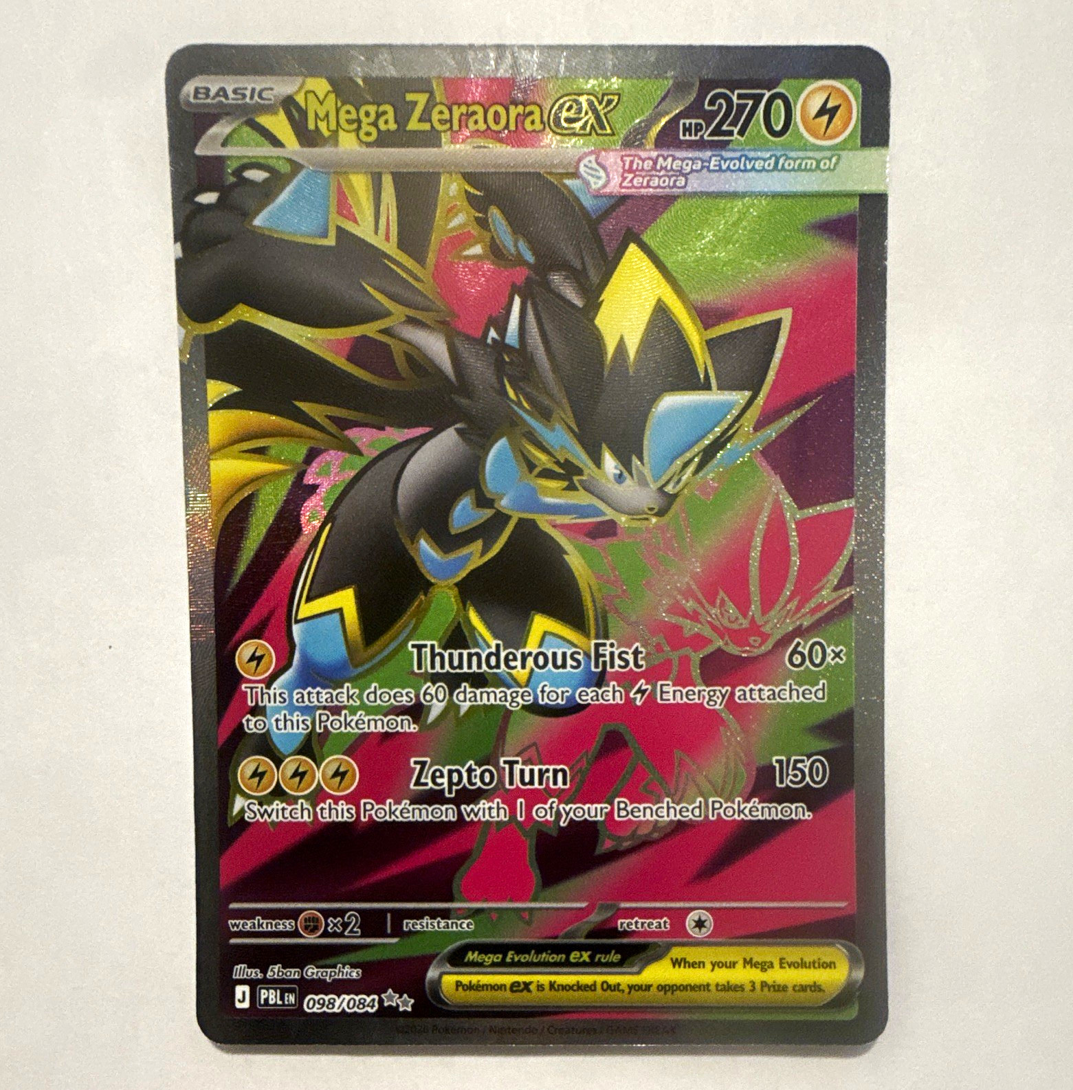 Mega Zeraora EX 098/084 Pitch Black Holo Ultra Rare EnglishPokémon TCG