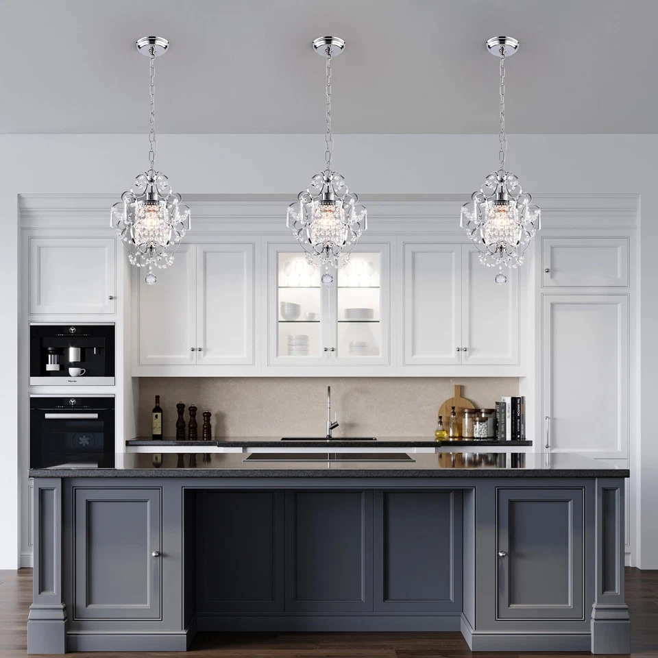 Mini lámpara de araña, lámparas de techo modernas de cristal cromado 1... Foto 4 de 4