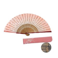 Hasegawa Silk Folding Fan Pink Cherry Blossoms Flowing Water Japanese Gift