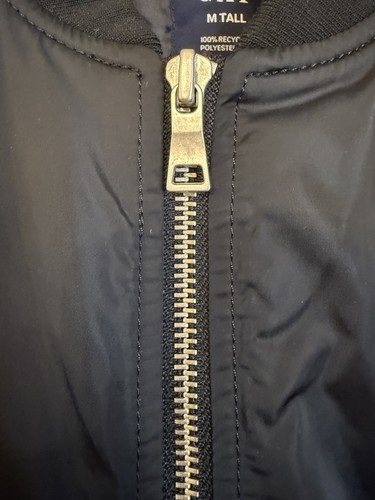 GAP Jacket Mens Medium Tall Black Quilted Full Zip Bomber Windbreaker Coat Puff - Picture 4 of 23