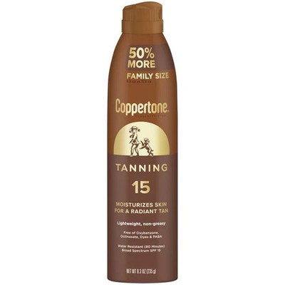 Coppertone Tanning Sunscreen Spray SPF 15 Family Size 8.3 oz (Exp 01/2027)