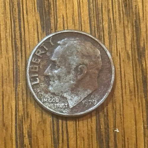 1970 D ROOSEVELT DIME ERROR - MISSING OBVERSE CLAD LAYER - 2.14 grams - Picture 2 of 3