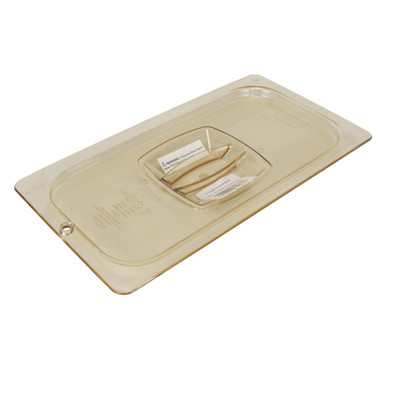 Rubbermaid Commercial Hot Food Standard Lid Pan Tray 1/3 Size Amber Case of 6