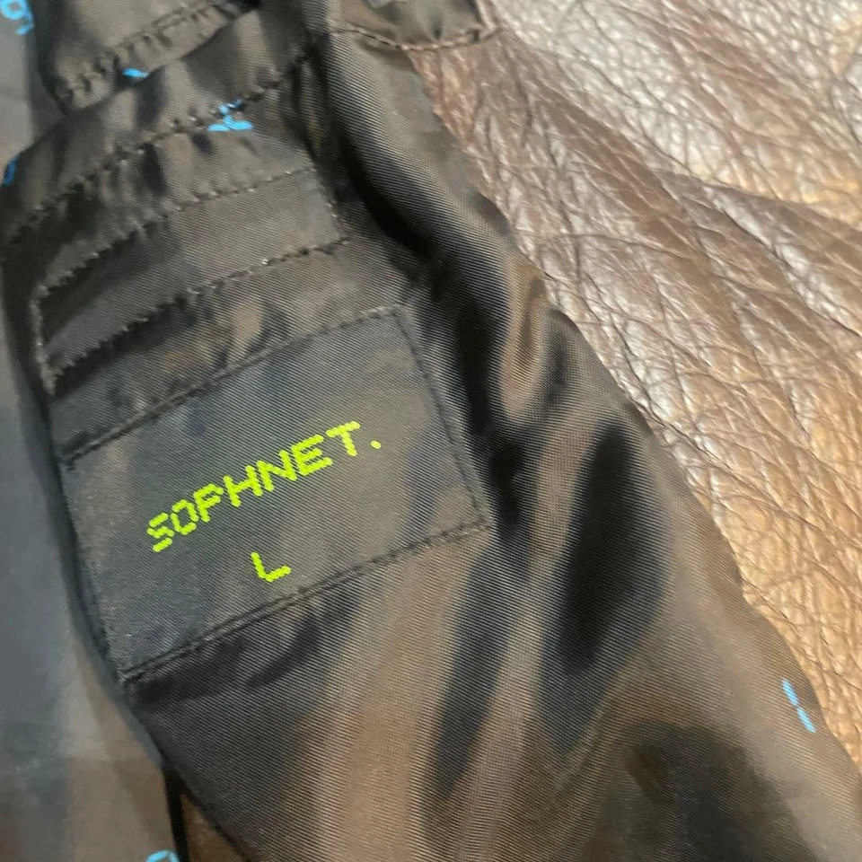 SOPHNET. Leather Jacket L Dark Brown Italia 100% Cowhide Warm Used - Image 3 of 4