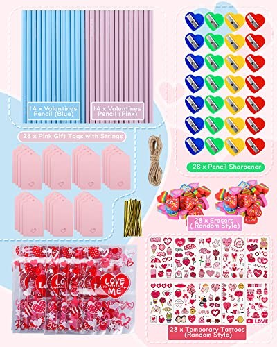 Class Valentines Day Gifts for Kids - 28 Pack Valentines Stationery Sets with - Bild 4 von 8