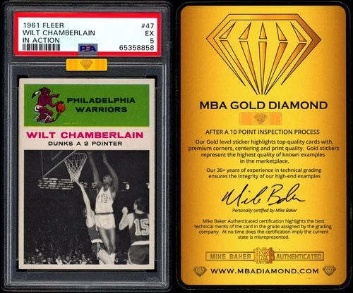 1961 Fleer #47 Wilt Chamberlain IA RC PSA 5 MBA 5.5 GOLD DIAMOND DEAD CENTERED