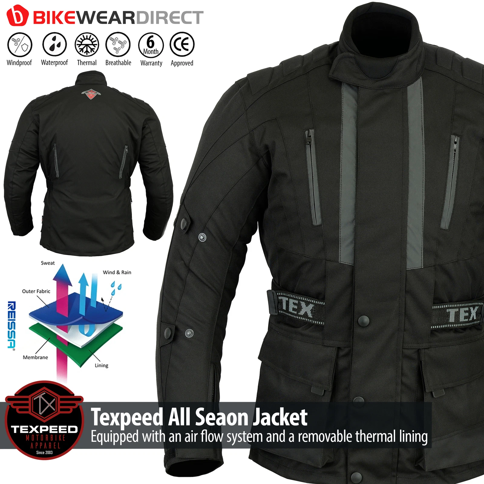 Motorbike Motorcycle Jacket With Armour Waterproof Thermal Textile Mens Biker CE
Opens in a new wind