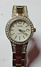 Fossil DIMOND AM-4193, TWO TONE LADIES WATCH WITH NEW BATTERY!!