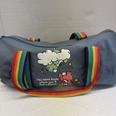 Vintage 1980s Care Bears Rainbow Duffle Bag  American Greetings Blue