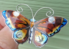 David Andersen Butterfly Brooch VERY LARGE Norwegian Stg Silver Enamel Norway