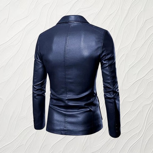 New arrival in Men Blue blazer Leather coat for gents party wear clubbing - Picture 2 of 3