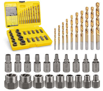 Bolt Extractor Kit, 29 Piece Screw Extractor and Left Hand Drill Bit Set, Easy..