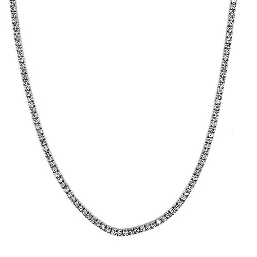 3.00 Carat Natural Diamond Tennis Necklace G SI 14K White Gold 16 inch - Picture 2 of 3