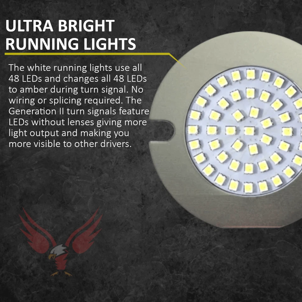 Luces Eagle 3 1/4" Harley señales de giro LED planas ámbar 1156 lente transparente Road King Foto 2 de 4