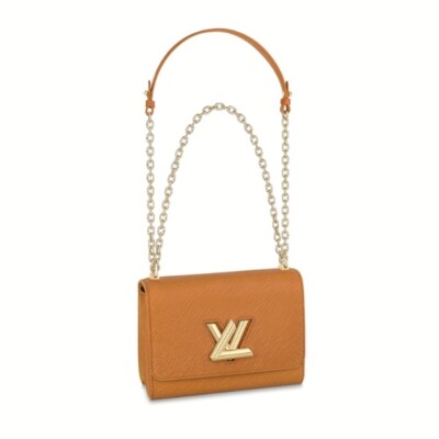 Louis Vuitton Twist Shoulder Bag MM Brown Epi Leather for