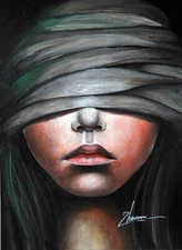 ORIGINAL Portrait ART acrylic painting MODERN Woman Fantsy Realism mystical FACE