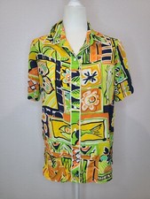 Vintage Bob Mackie Wearable Art, silk Novelty Print Button Down Shirt, small