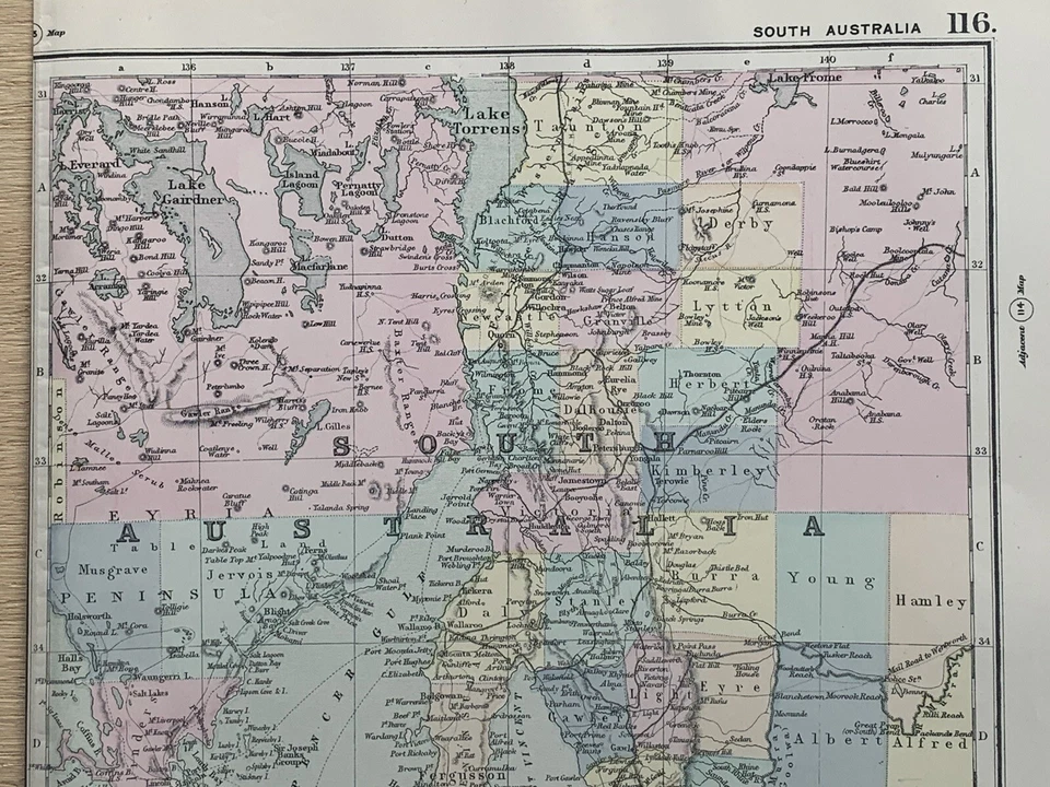 1891 South Australia Hand Coloured Original Antique Map by G.W. Bacon - Image 3 of 4