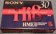 New - Sony Hi8 30min HME E6-30HME 8mm Video Cassette Metal Tape