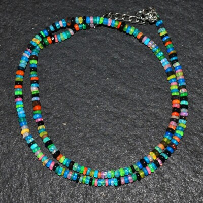 Fabulous Top Mix Ethiopian Opal 31.00 Cts Beaded Beautiful Necklace VK 50  E584