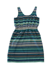 Ann Taylor LOFT Dress Women's Sz Medium Blue Green Stripe Scoop Neck Sleeveless