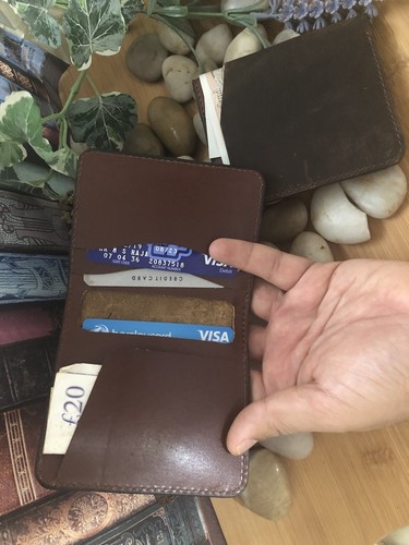 Handmade Leather Wallet Credit Card Stitched Finest Cowhide Hunters Leather .UK - Picture 5 of 8