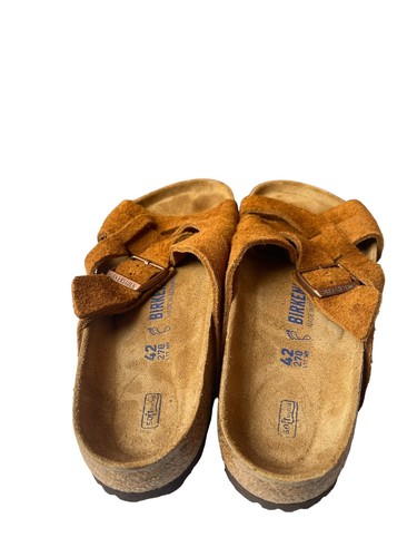 Birkenstock Lugano Soft Footbed Suede Leather Cognac Mink Sandals L:11/M:9 - 第 3/5 張圖片