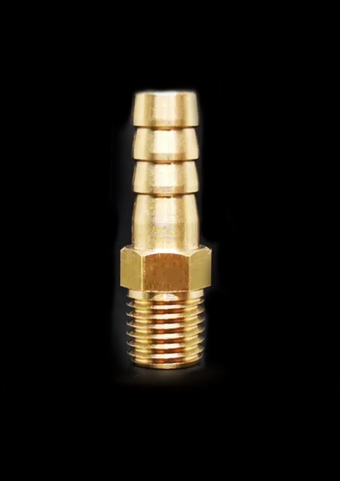 M8 Thread 8mm Hose Barb Tail Male Thread Straight Brass Connector Fitting 1.25 T