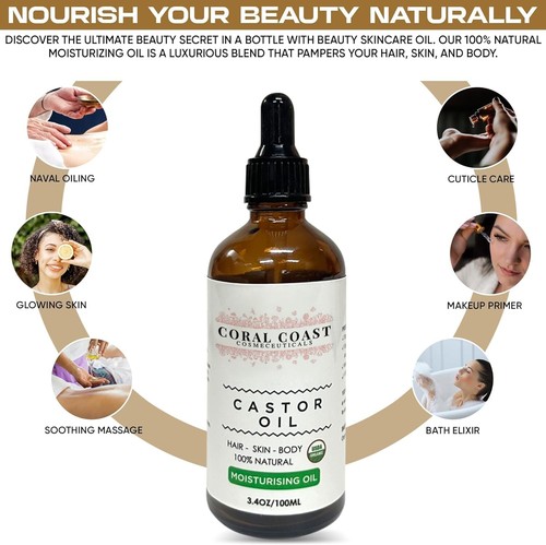 Organic Castor Oil Hexane Free - Pure Cold Caster Oil Eyelash Serum Beard Hair G - Picture 9 of 15